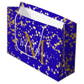 Royal Blue Blond Gold Glitter Personalize Gift Bag Groot Cadeauzakje (Voorkant Gekanteld)