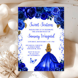 Royal Blue Blonde Hair Princess Sweet Sixteen Kaart