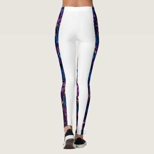 "Royal Blue Blossoms: luxueuze bloemenprint Leggi Leggings (Achterkant)