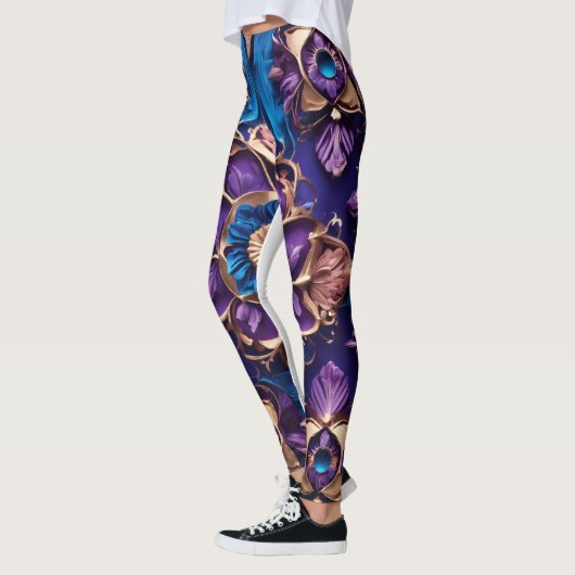 "Royal Blue Blossoms: luxueuze bloemenprint Leggi Leggings (Links)