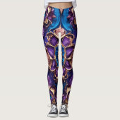 "Royal Blue Blossoms: luxueuze bloemenprint Leggi Leggings (Voorkant)