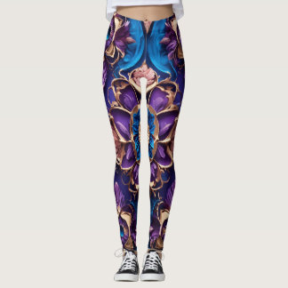 "Royal Blue Blossoms: luxueuze bloemenprint Leggi Leggings