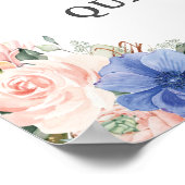 Royal Blue Blush Floral Quinceañera Tiara Welkom Poster (Hoek)