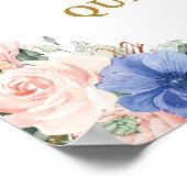 Royal Blue Blush Floral Quinceañera Tiara Welkom Poster (Hoek)