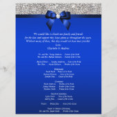 Royal Blue Bow Silver Sequins Wedding Programme (Achterkant)