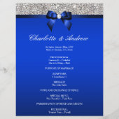 Royal Blue Bow Silver Sequins Wedding Programme (Voorkant)
