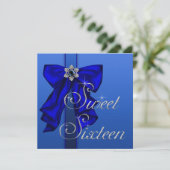 Royal Blue Bow Sweet 16 Verjaardagsfeest Kaart (Staand voorkant)