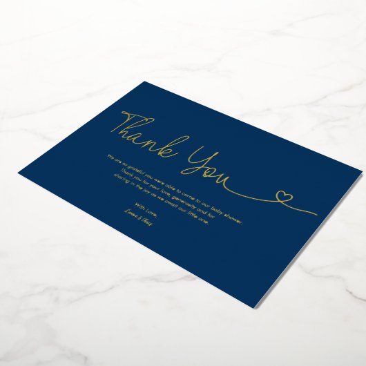 Royal Blue Boy Baby Shower Script Hart Folie Uitnodiging (Gedraaid)