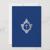 Royal Blue Boy Eerste Communie  Kruis Crest Kaart (Achterkant)