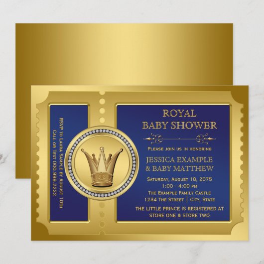 Royal Blue Boys Royal Baby shower Kaart (Voorkant / Achterkant)