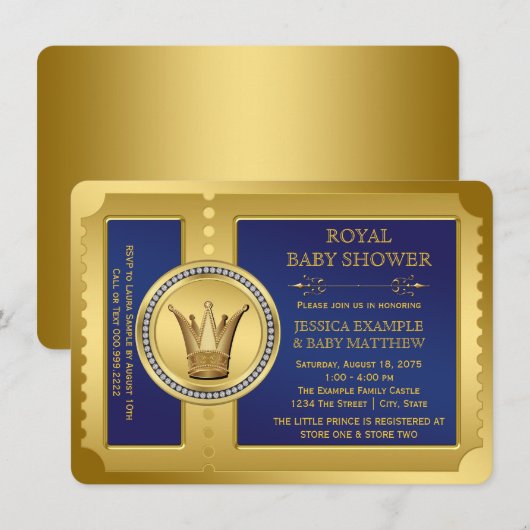 Royal Blue Boys Royal Baby shower Kaart (Voorkant / Achterkant)