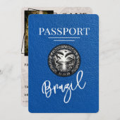 Royal Blue Brazil Passport Bewaar de datum Save The Date (Voorkant / Achterkant)
