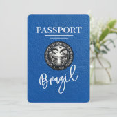 Royal Blue Brazil Passport Bewaar de datum Save The Date (Staand voorkant)