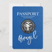 Royal Blue Brazil Passport Bewaar de datum Save The Date (Voorkant)
