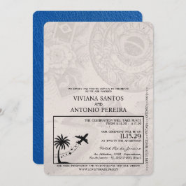 Royal Blue Brazil Passport Wedding Invitation Kaart