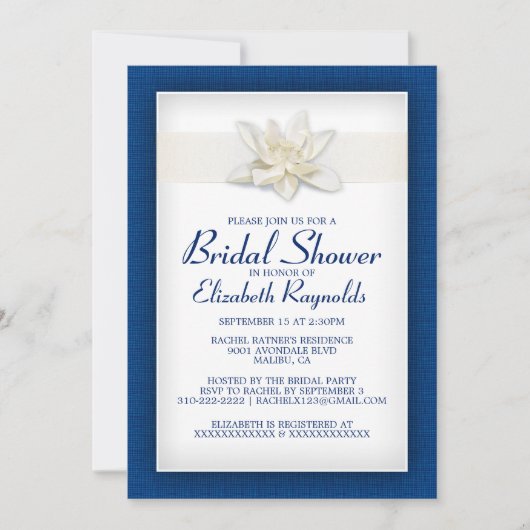 Royal Blue Bridal Shower-uitnodigingen Kaart (Voorkant)