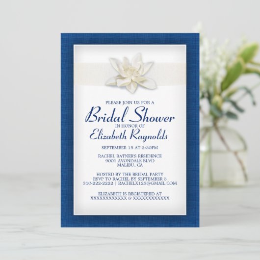 Royal Blue Bridal Shower-uitnodigingen Kaart (Staand voorkant)