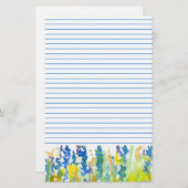 Royal Blue Bright Yellow Waterverf Flowers, gelijn Briefpapier (Voorkant / Achterkant)