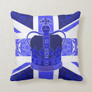 Royal Blue , British flag en Crown - Pillow Kussen