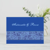 Royal Blue  Brocade Wedding F622 Kaart (Staand voorkant)
