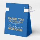 Royal Blue & Brons Goud Afstuderen Favor Boxes Bedankdoosjes (Achterkant)