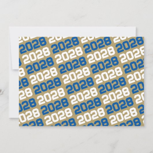 Royal Blue & Bronze3 Foto Afstuderen uitnodiging (Achterkant)