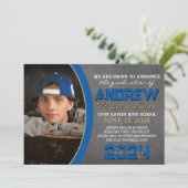 Royal Blue & Bronze Chalkboard Afstudeerder Kaart (Staand voorkant)