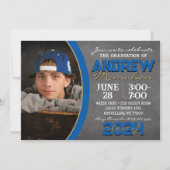 Royal Blue & Bronze Chalkboard Afstuderen Kaart (Voorkant)