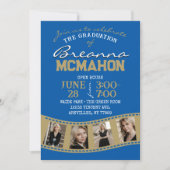 Royal Blue & Bronze Filmstrip 5 Foto Afstuderen Kaart (Voorkant)