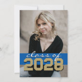 Royal Blue & Bronze Filmstrip 5 Foto Afstuderen Kaart (Achterkant)