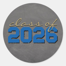 Royal Blue & Bronze krijtbord afstudeerstickers Ronde Sticker