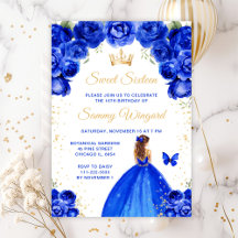 Royal Blue Brown Hair Princess Sweet Sixteen