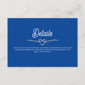 Royal Blue bruiloft details Informatiekaartje (Voorkant)