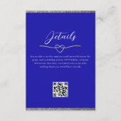 Royal Blue bruiloft details QR-code Informatiekaartje (Voorkant)