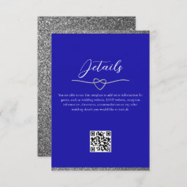 Royal Blue bruiloft details QR-code Informatiekaartje