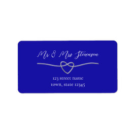 Royal Blue Bruiloft retour adres label