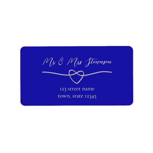 Royal Blue Bruiloft retour adres label (Voorkant)