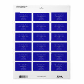 Royal Blue Bruiloft retour adres label (Full Sheet)