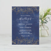 royal blue bruiloft uitnodiging (Staand voorkant)