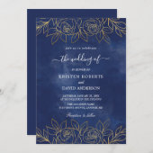 royal blue bruiloft uitnodiging (Voorkant / Achterkant)