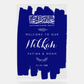 Royal Blue Brushed Paint Nikkah Acrylic Sign Acryl Bord (Voorkant)