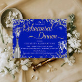 Royal Blue Bubble Minimal Rehearsal Dinner Invitat Kaart