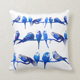 Royal Blue Budgie Bird Parrot Cushion Pillow Kussen