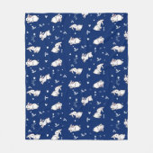 Royal Blue Bunny Patterned Fleece Deken (Voorkant)