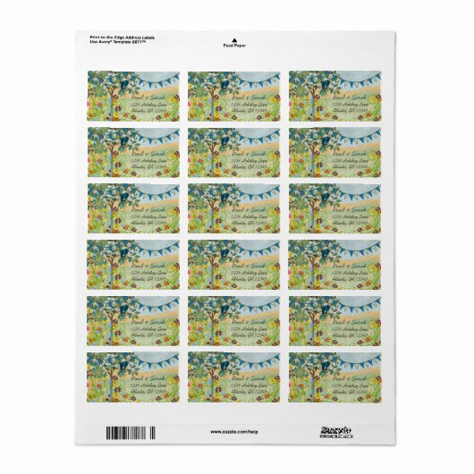 Royal Blue Bunting  Tortelduifjes Damask Hills Etiket (Full Sheet)