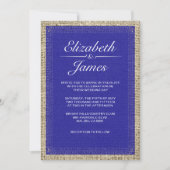 Royal Blue Burlap Wedding Invitations Kaart (Voorkant)