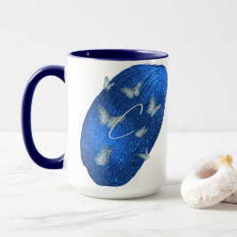 Royal Blue Butterflies Initialen Letter C Monogram Mok