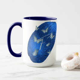 Royal Blue Butterflies Initialen Letter F Monogram Mok
