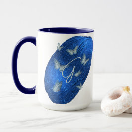 Royal Blue Butterflies Initialen Letter G Monogram Mok