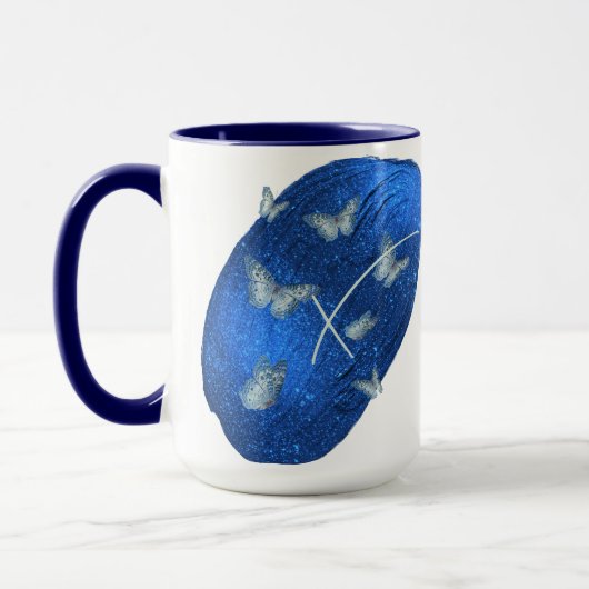 Royal Blue Butterflies Initialen Letter X Monogram Mok (Links)